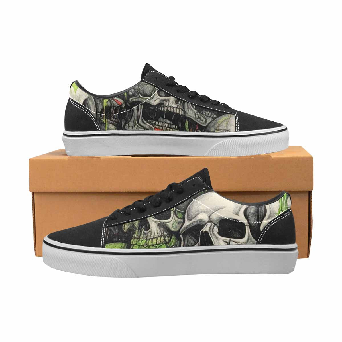 WOMEN'S Rainbow From Skull S Lace-Up Canvas Wallpaper Art Sneakers