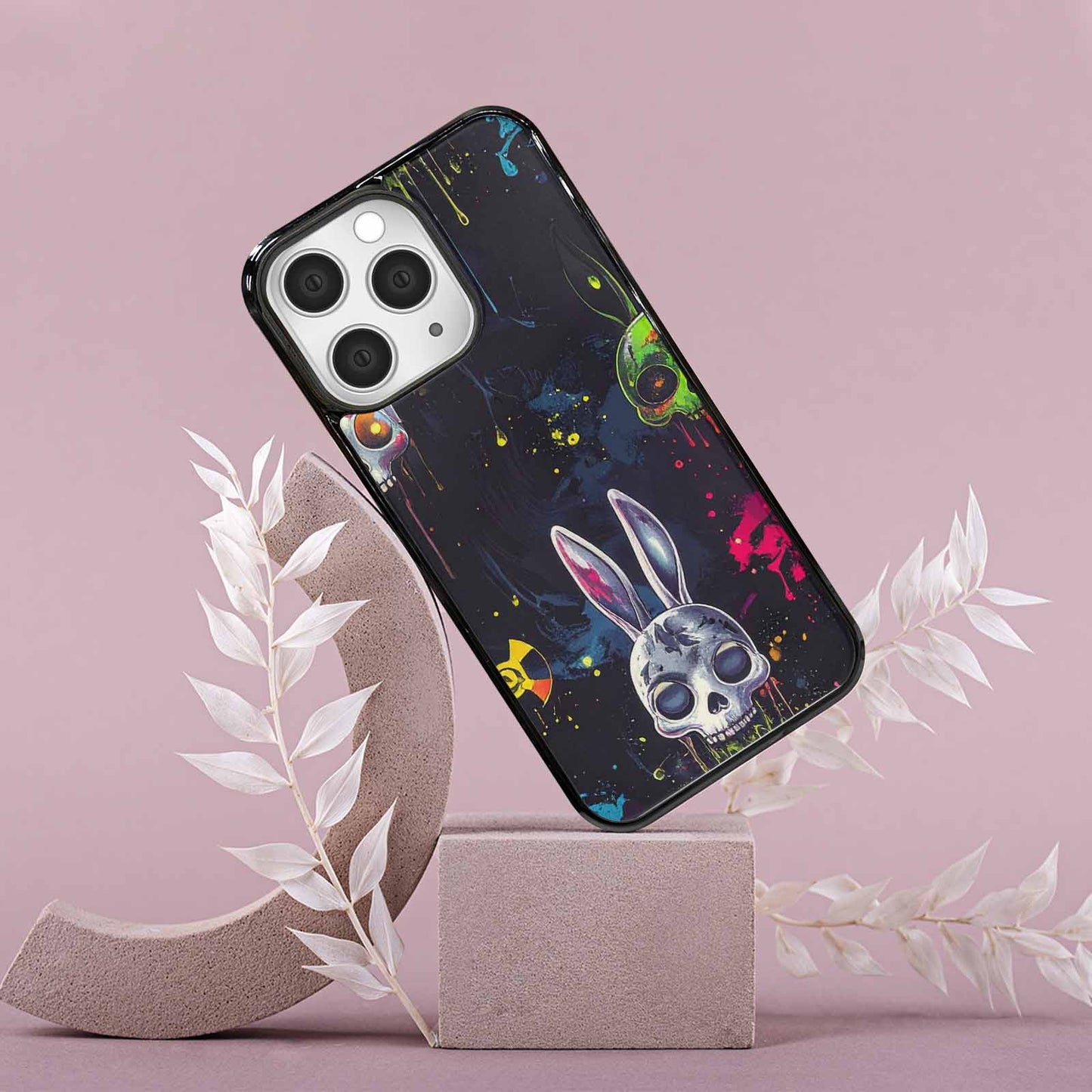 iPhone 15 Pro Max Case — Radioactive Ghost Bunny Skull Sm Onf, Unique Phone Case Design