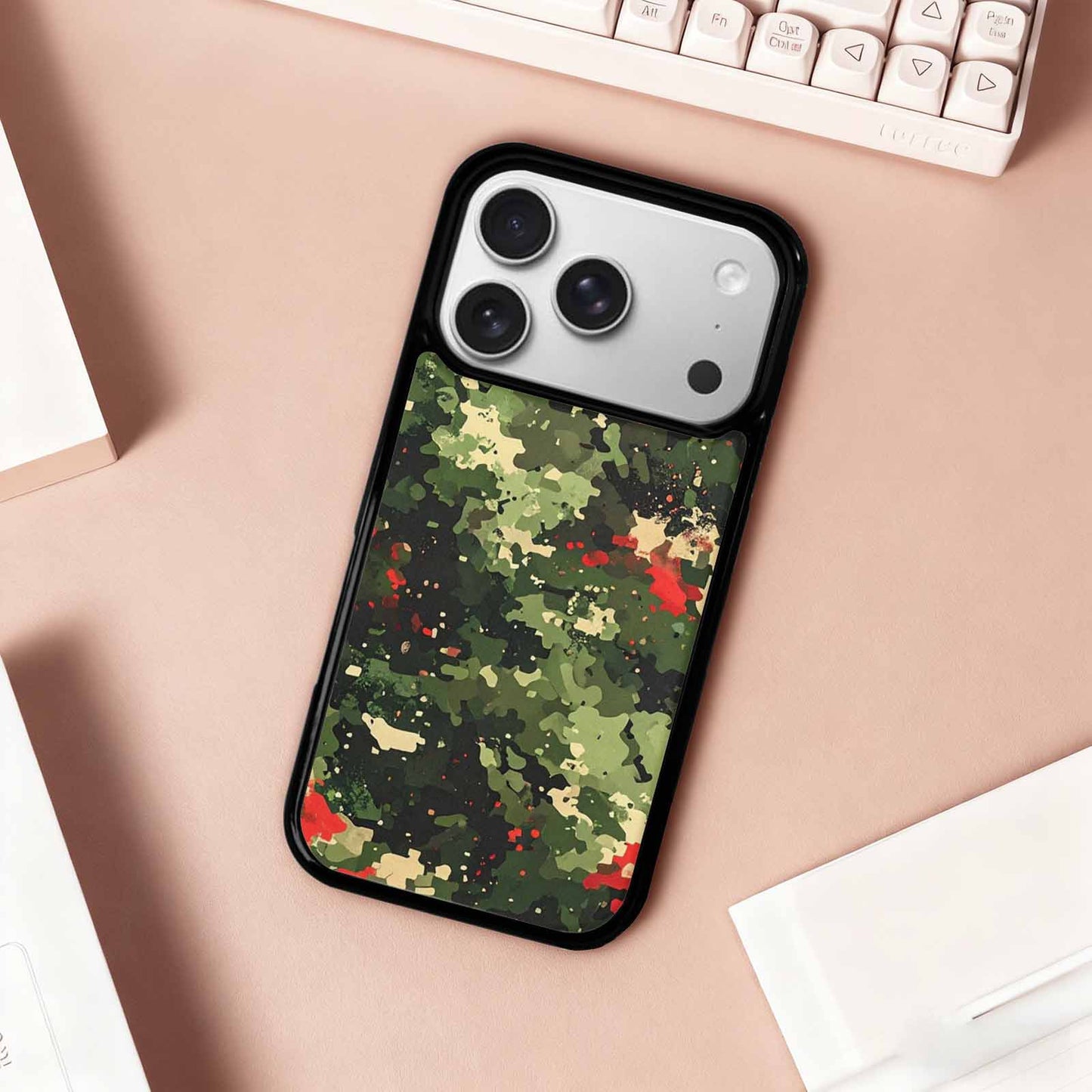 iPhone 17 Pro Case — Small Military Camouflage Blotch Pattern Camo, Personalized Phone Case