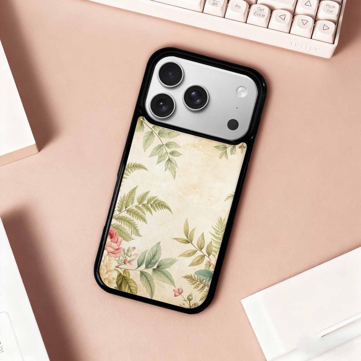 iPhone 17 Pro Case — Vintage Botanical Art Pattern Floral, Custom Art Phone Cover