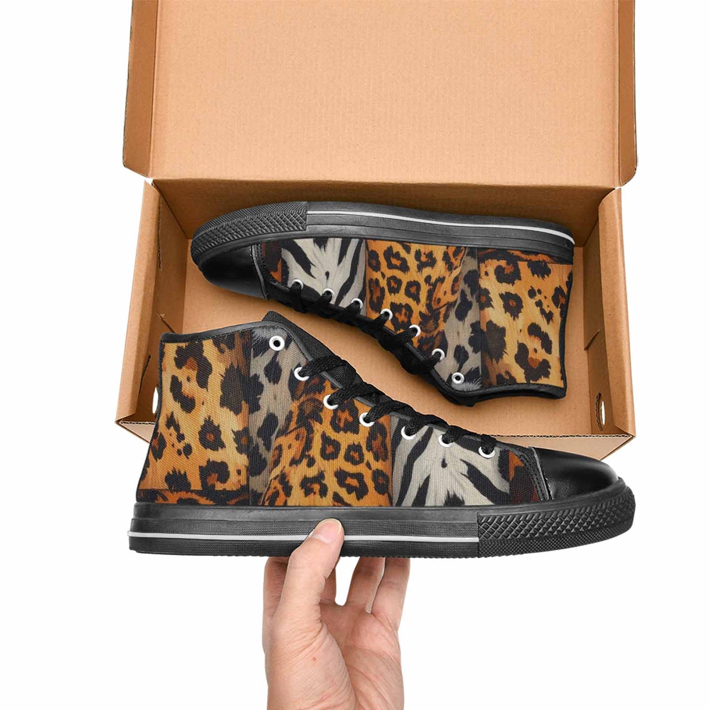 MEN'S Animal Print High Top Canvas Neon Fantasy Custom Sneakers