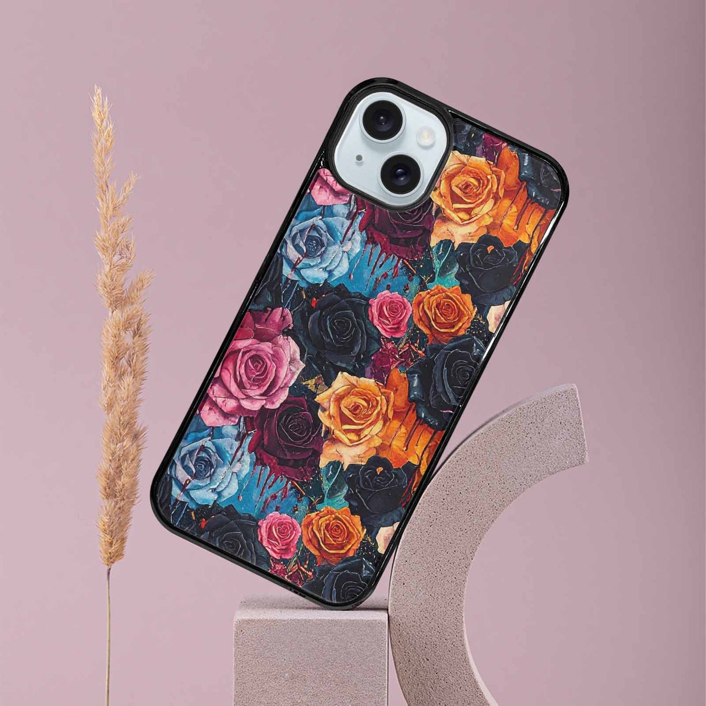 iPhone 15 Plus Case — Gothic Rose Gothic Roses Pattern Hundreds, Custom Phone Case