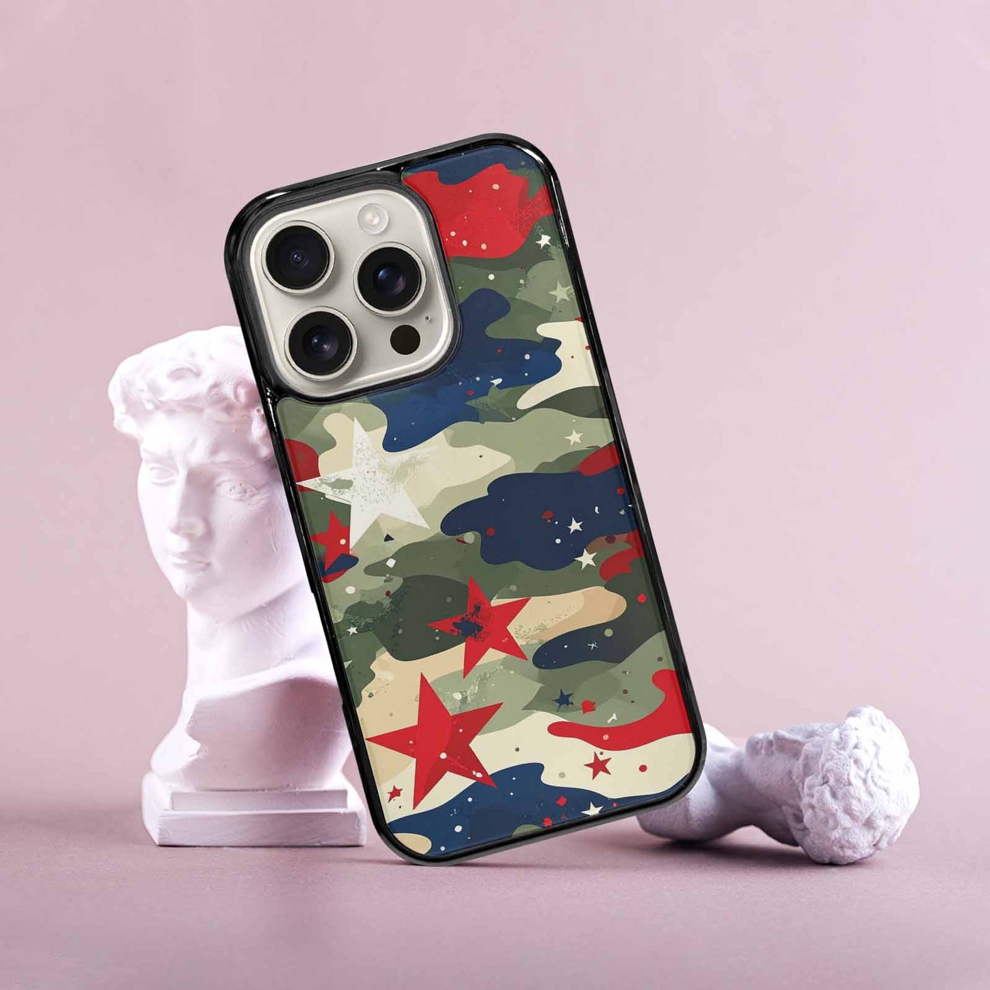 iPhone 16 Pro Case — Military Camo Blotch Texture Blended With, Custom Designed Case Cover