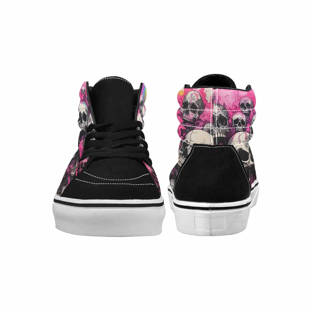 MEN'S Rainbow From Skull S High Top Canvas Vibrant Chaos Custom Sneakers