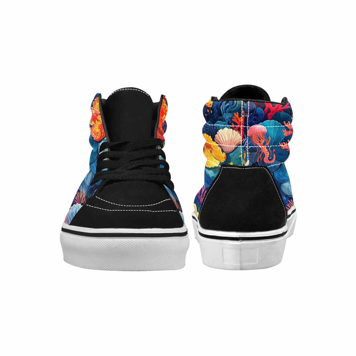 WOMEN'S Fish Scale Coral High Top Canvas Neon Fantasy Custom Shoes