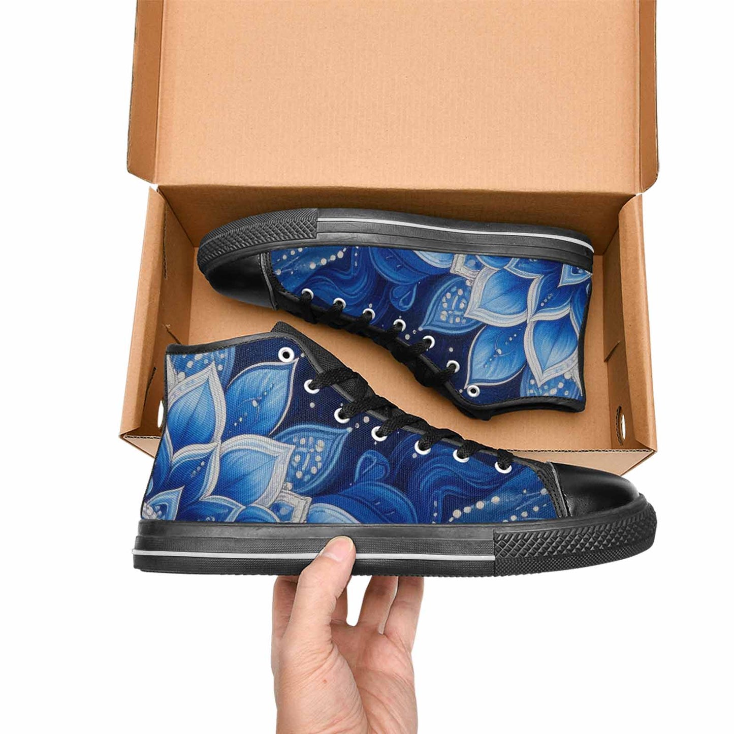 MEN'S Boho Mandala High Top Canvas Neon Fantasy Custom Sneakers