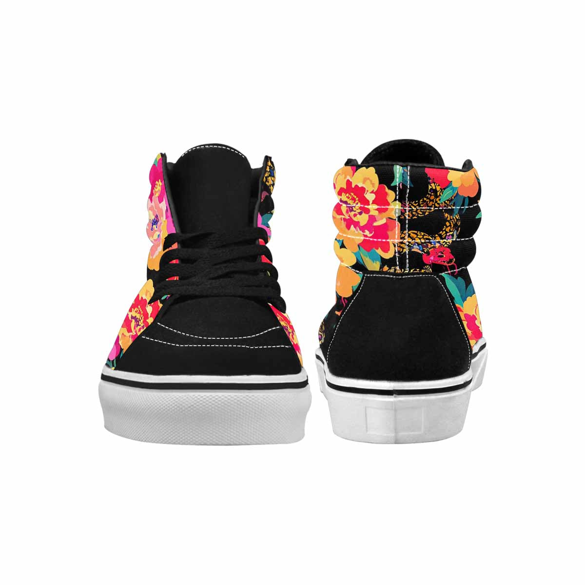 WOMEN'S Floral Snake Print High Top Canvas Dark Academia Custom Sneakers
