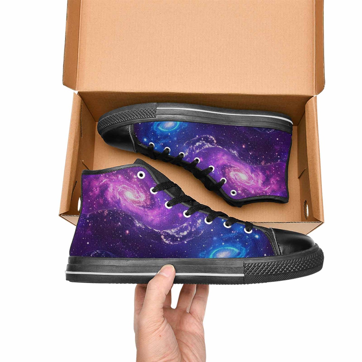 MEN'S Galaxy Snake Print High Top Canvas Cottagecore Custom Shoes