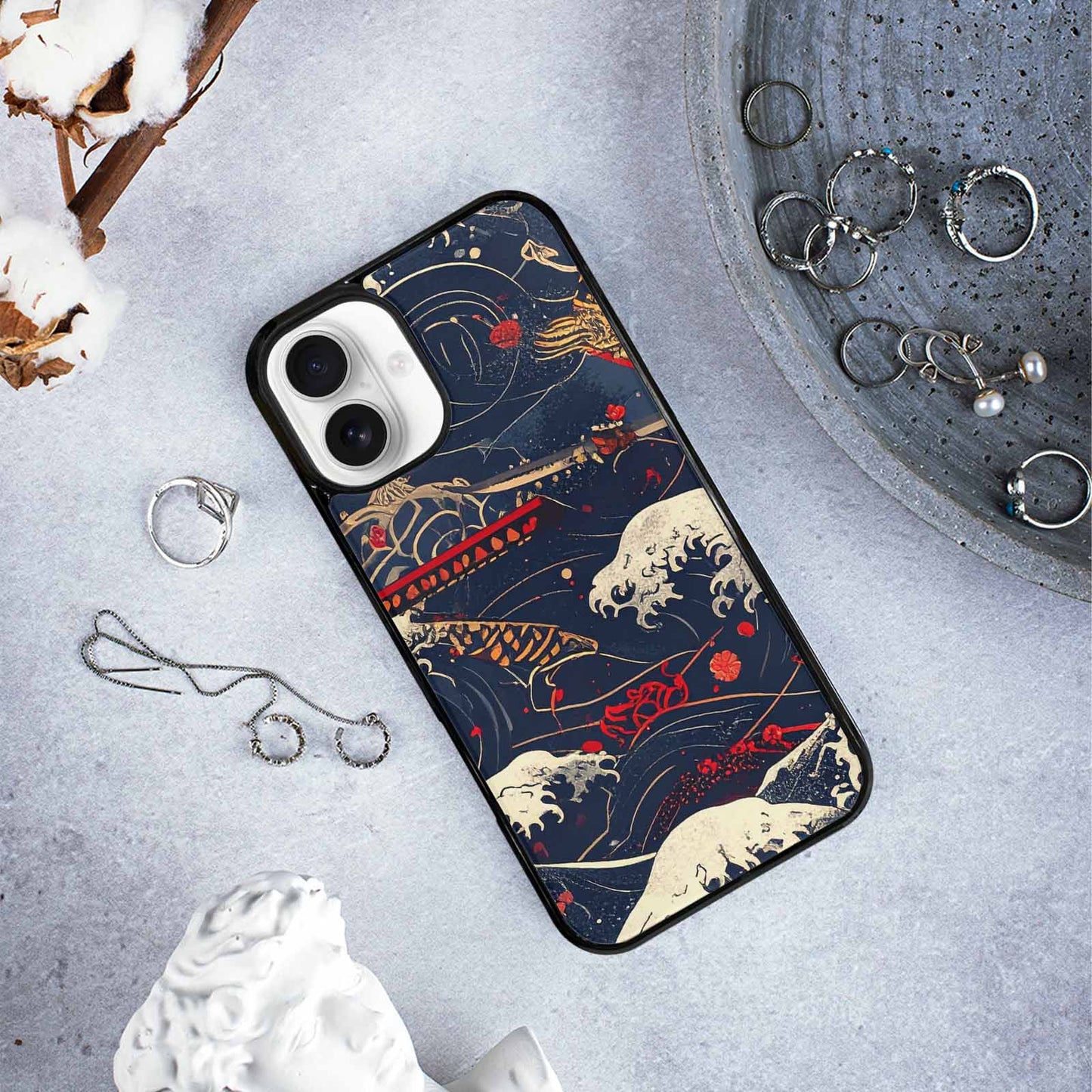 iPhone 16 Plus Case — Samurai Art Repeat Pattern, Customized Protective Case