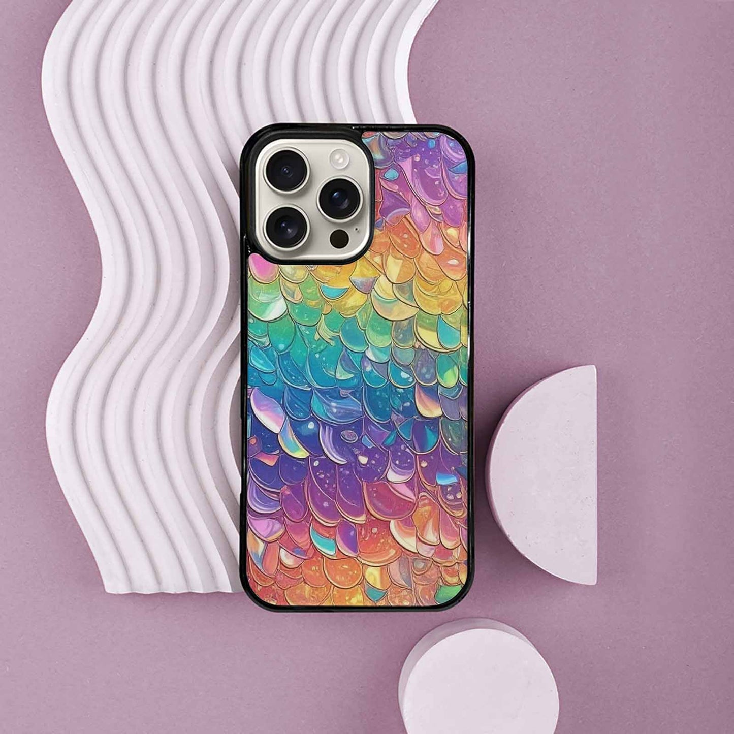 iPhone 16 Pro Max Case — Holographic Iridescent Shimmer Pattern Hundreds Of, Custom Print Case Cover