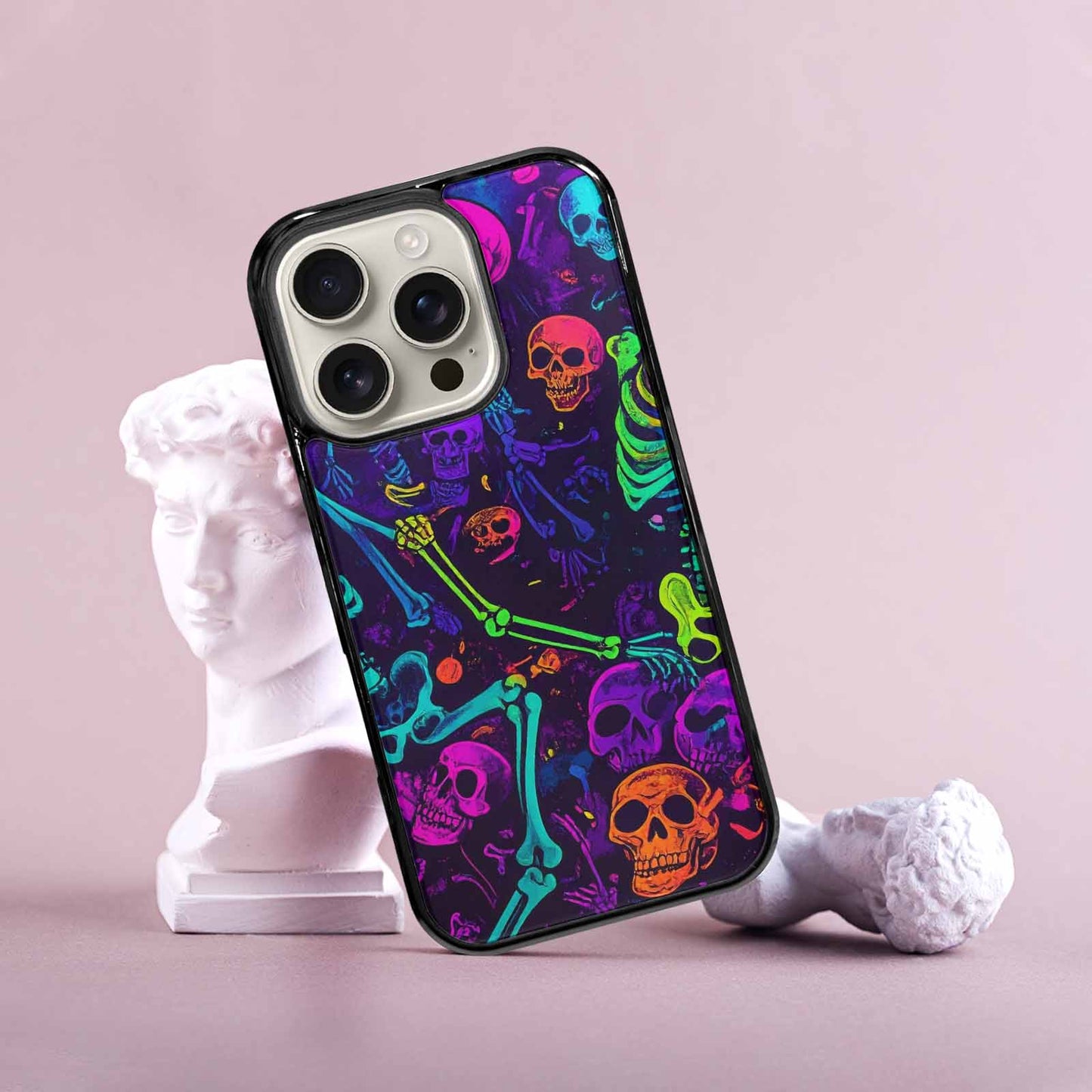 iPhone 16 Pro Case — Glowing Skeleton Pattern Hundreds Of Small, Custom Print Case Cover