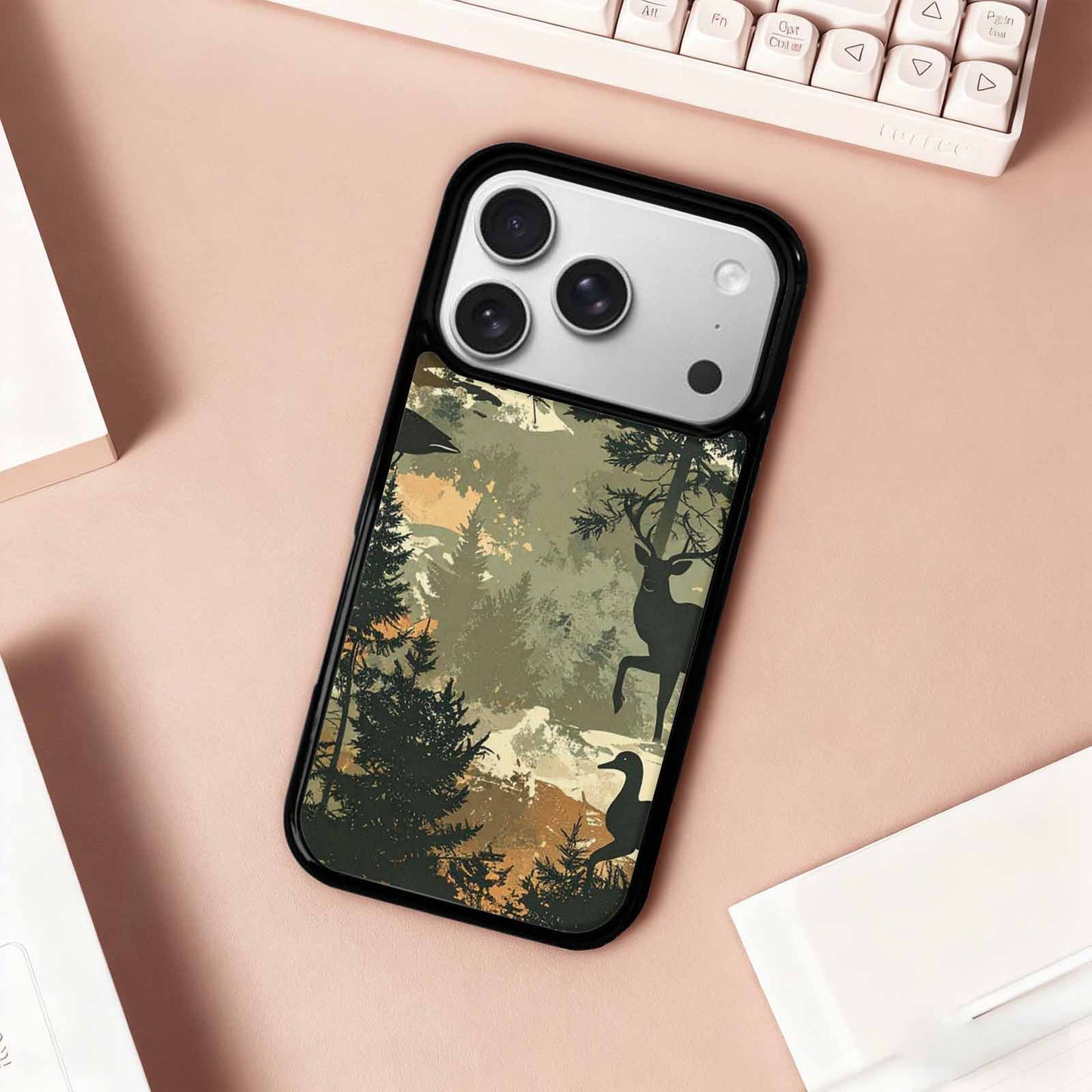 iPhone 17 Pro Case — Hunting Camouflage Pattern With Deer Camo, Unique Phone Case Design