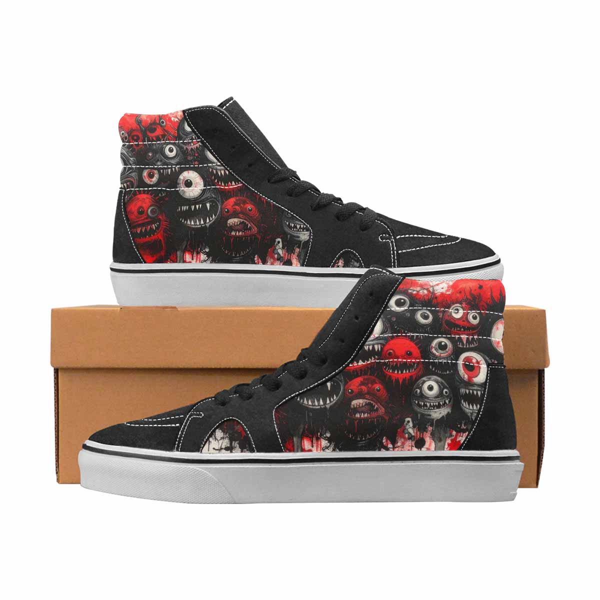 Monsters Black & Cottagecore Custom Shoes | Women's | Freaky Shoes®