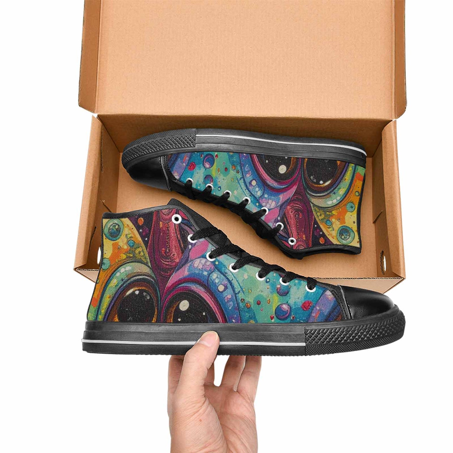 WOMEN'S Cartoon Alien Characters High Top Canvas Surreal Sneakers