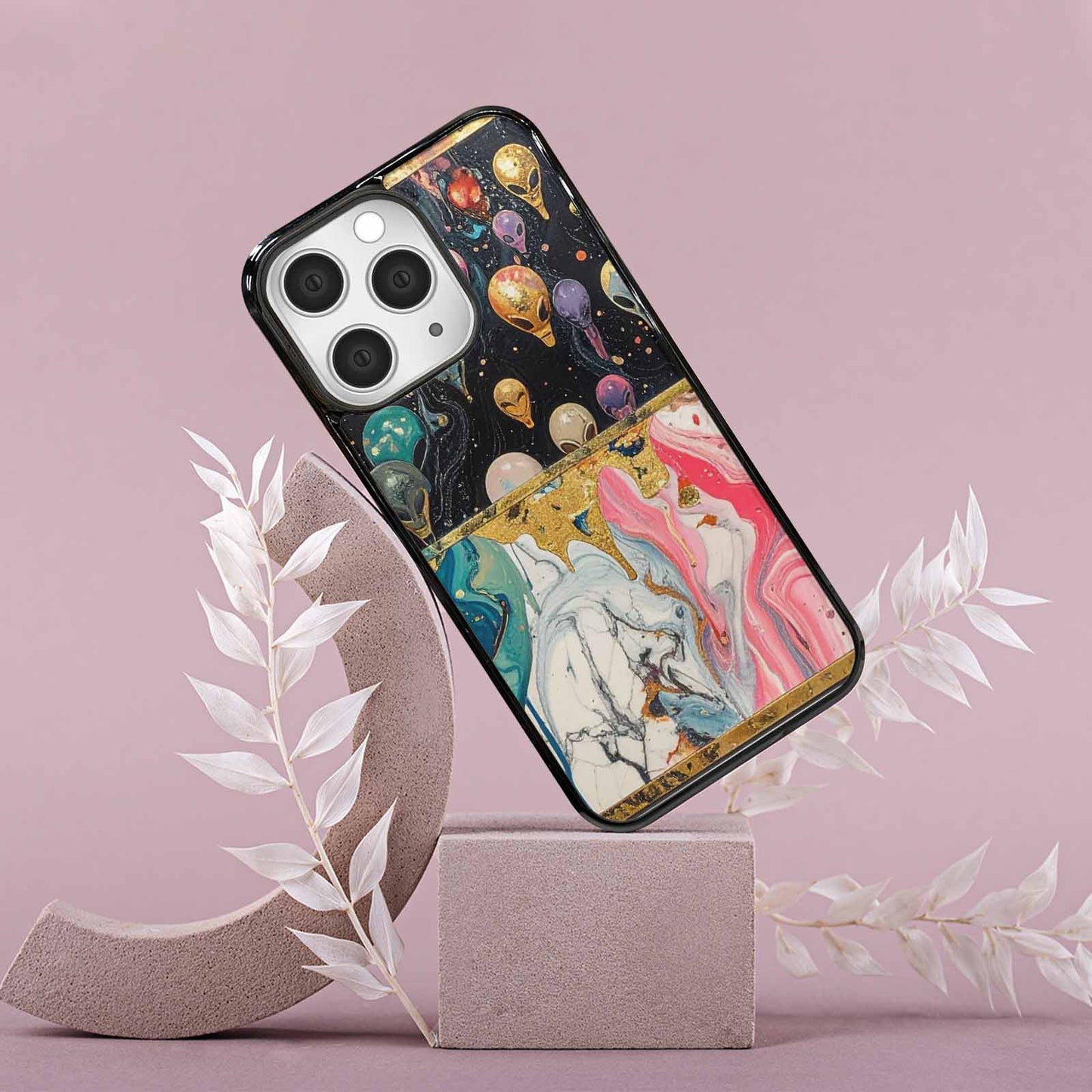 iPhone 15 Pro Max Case — Aliens Marblealiens Pattern Cyi, Custom Print Case Cover