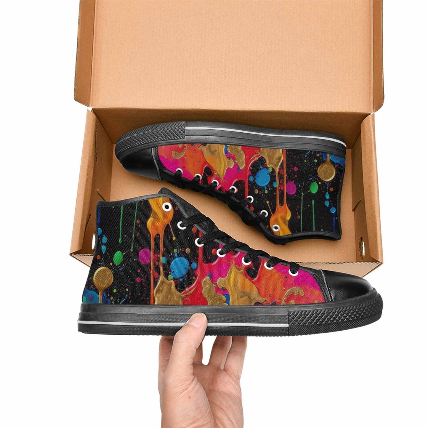 WOMEN'S Paint Splatter High Top Canvas Y2K Custom Sneakers
