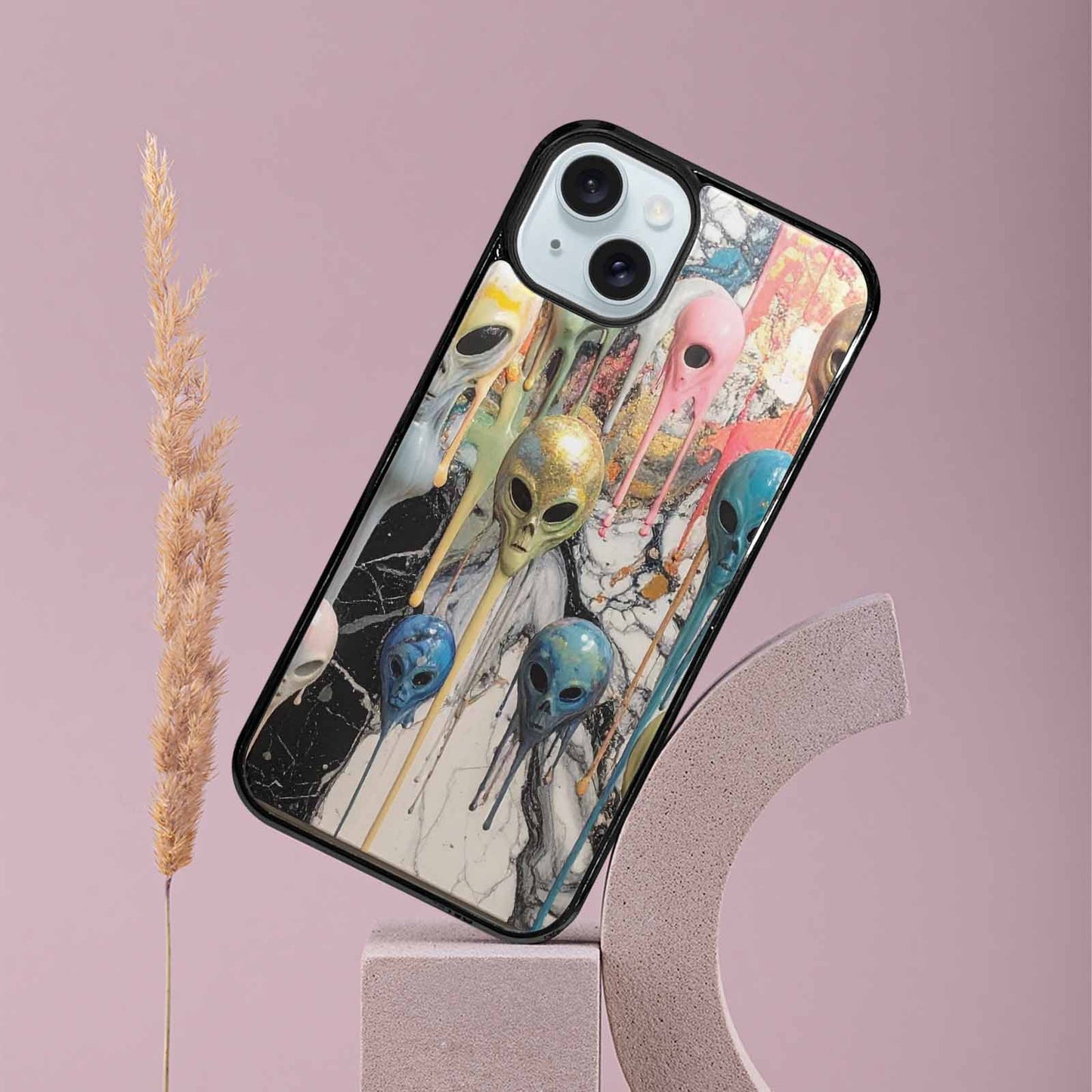 iPhone 15 Plus Case — Aliens Marblemelting Aliens Pa Eif, Custom Phone Case