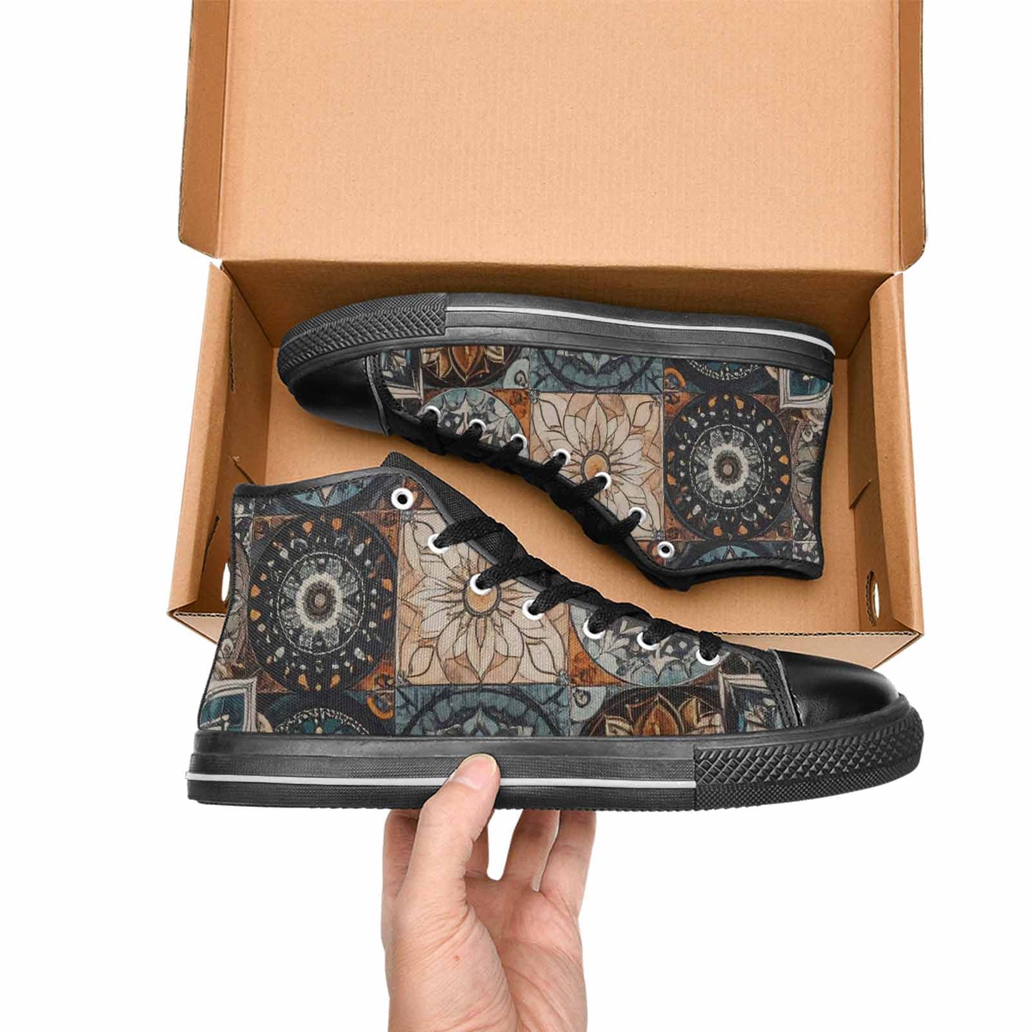 WOMEN'S Mandala High Top Canvas Dark Academia Custom Shoes