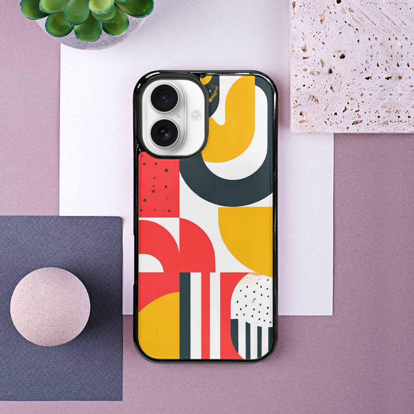 iPhone 16 Case — 1990s Memphis Art Pattern, Personalized Phone Case