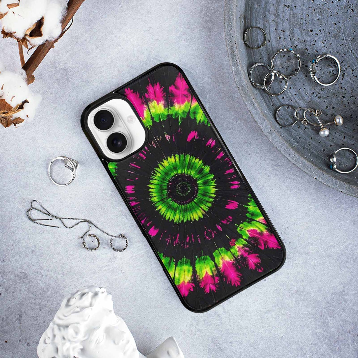 iPhone 16 Plus Case — Acid Wash Tie Dye Pattern High, Custom Designed Case Cover