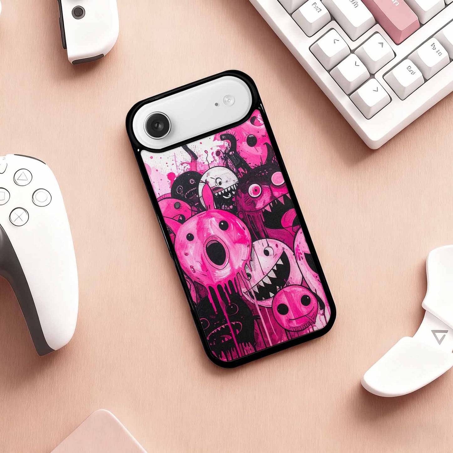 iPhone 17 Air Case — Black Pink Ink Monsters General Cartoon, Custom Phone Case