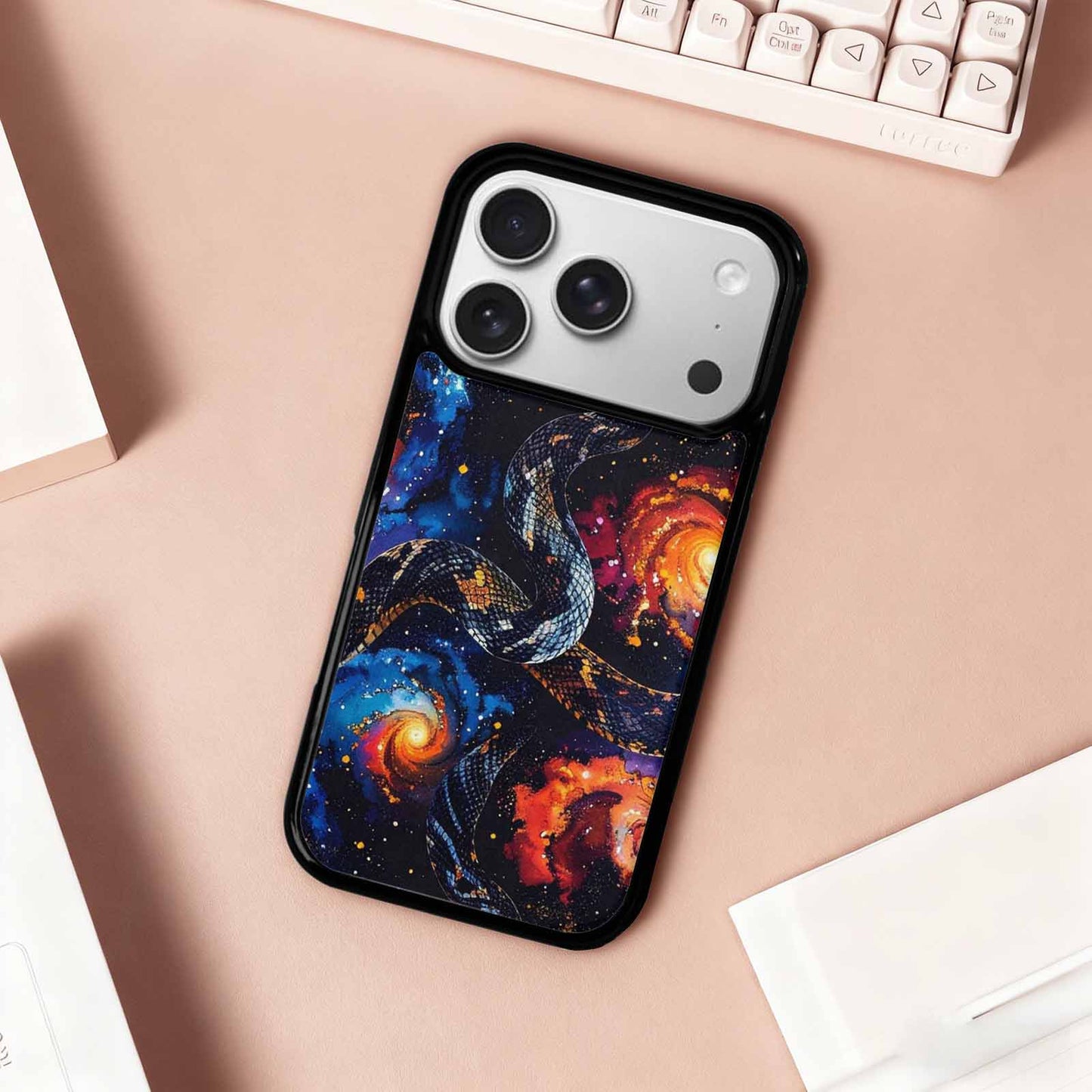 iPhone 17 Pro Case — Galaxy Snake Print Galaxy Space, Custom Phone Case