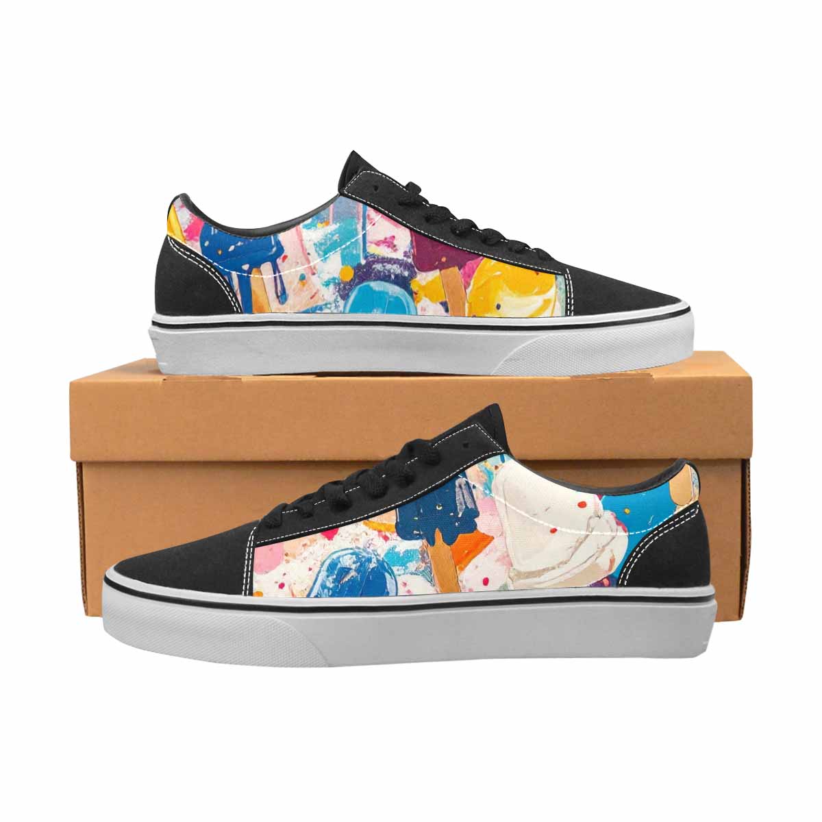 WOMEN'S Ice Cream Motif Lace-Up Canvas Aesthetic Custom Shoes