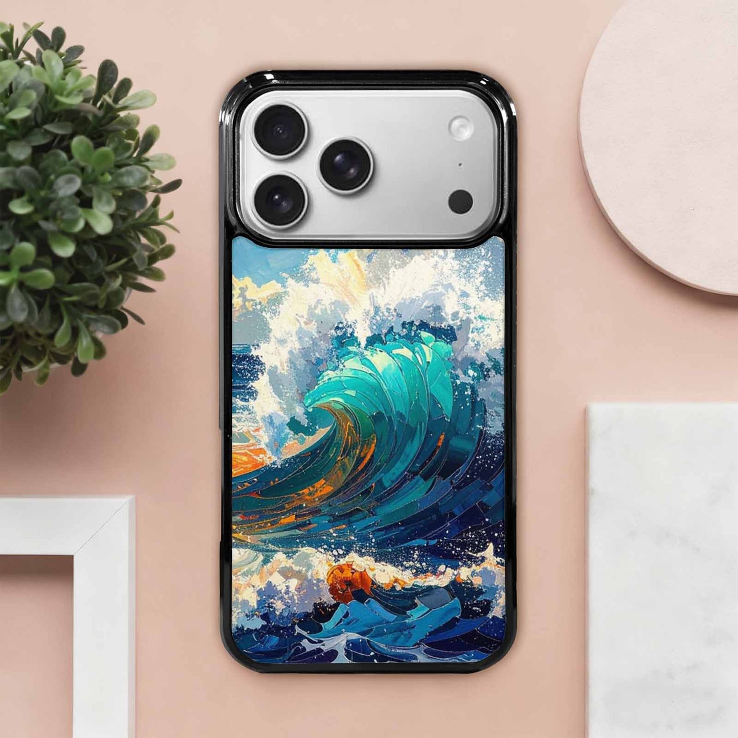 iPhone 17 Pro Max Case — Wave Crest Splash Wave Watercolor Abstract, Unique Phone Case Design