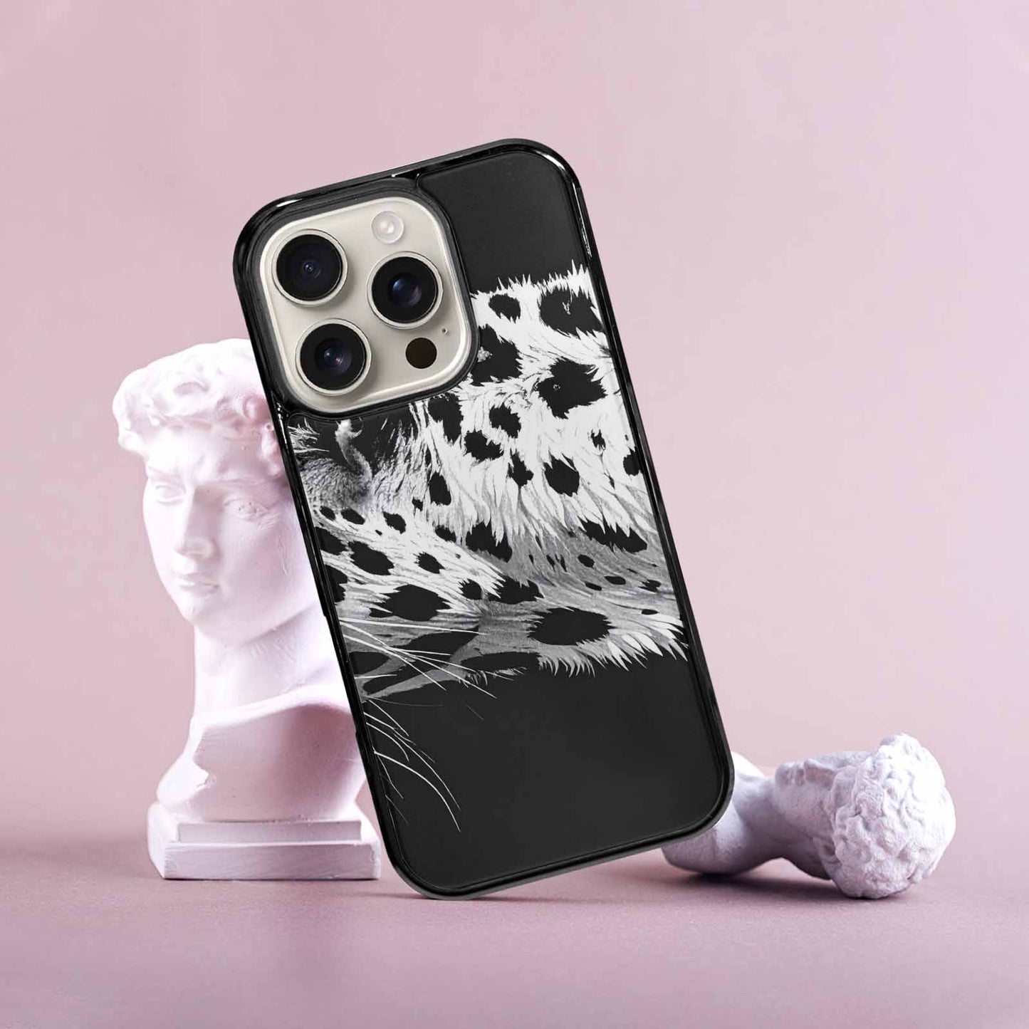iPhone 16 Pro Case — Leopard Print Black And White Style, Original Design Phone Case