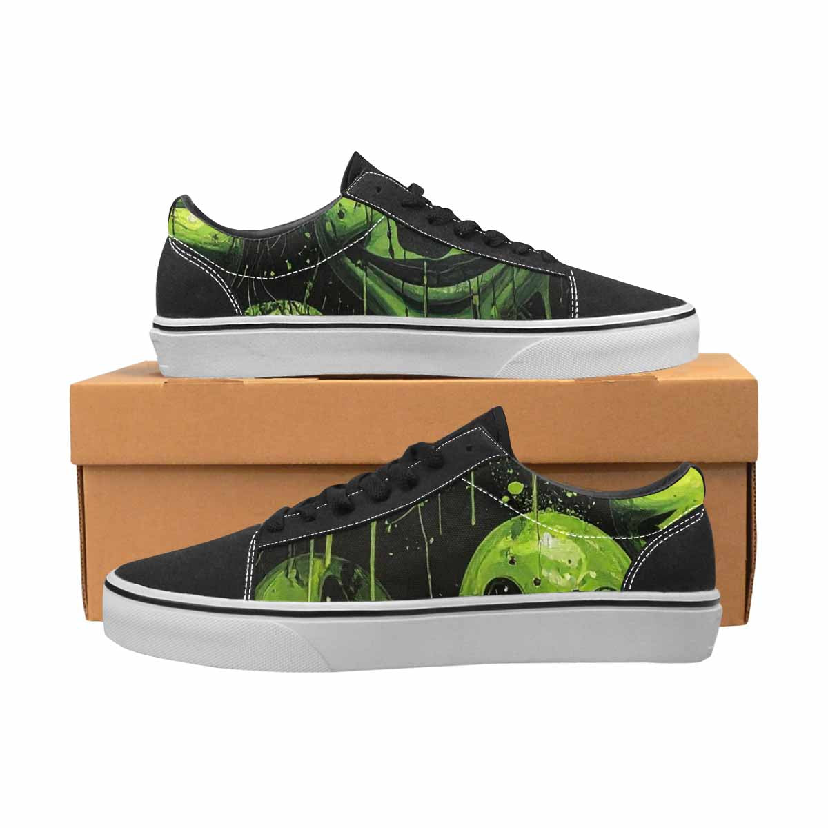 WOMEN'S Melting Moon Smiley Lace-Up Canvas Dark Academia Custom Sneakers