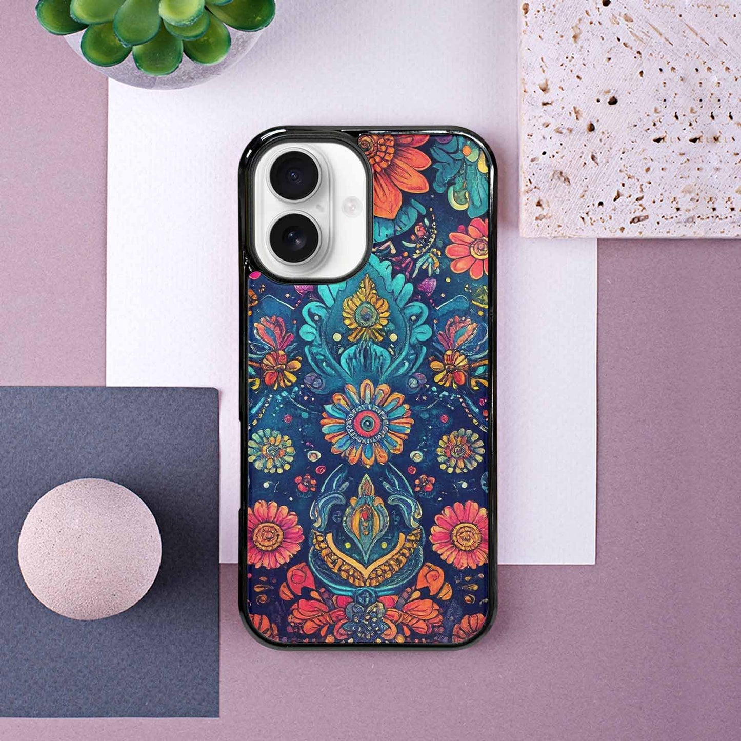 iPhone 16 Case — Paisley Mandala, Custom Printed Phone Case