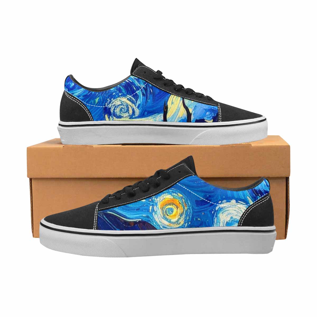 WOMEN'S Starry Night Van Gogh Canvas Lace-Up Wallpaper Art Sneakers