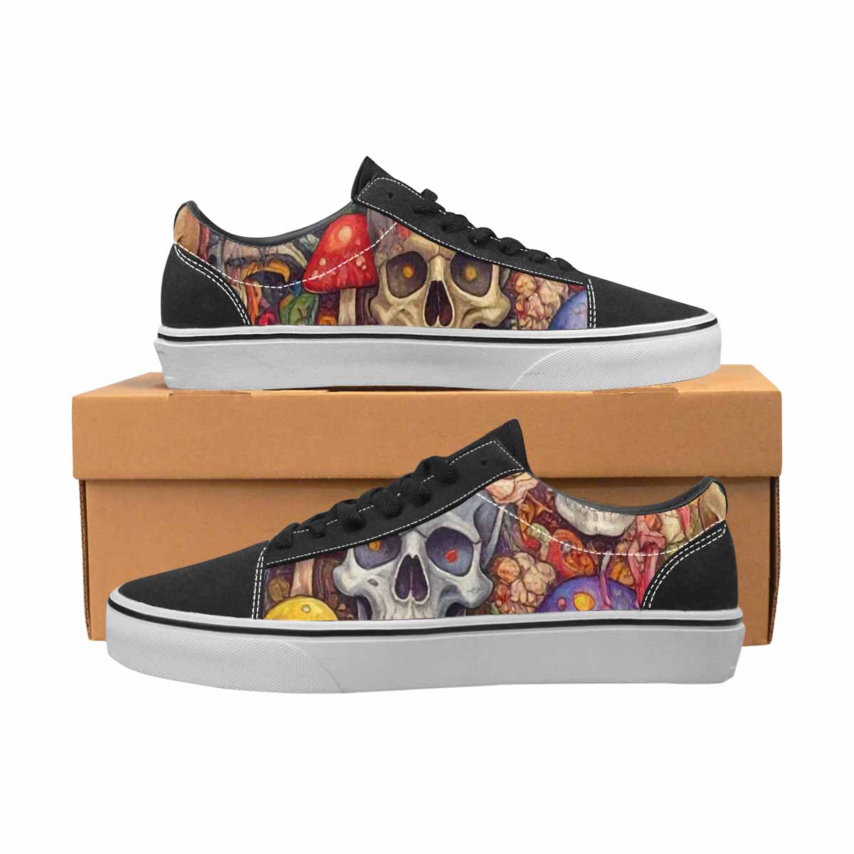WOMEN'S Skulls Canvas Custom Design Cottagecore Customized Sneakers