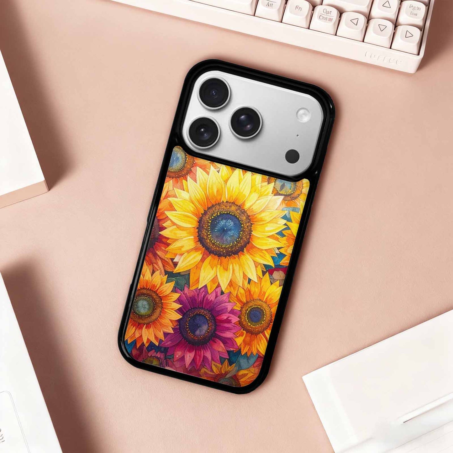 iPhone 17 Pro Case — Full Color Vibrant Sunflower Burst Floral, Custom Designed Case Cover