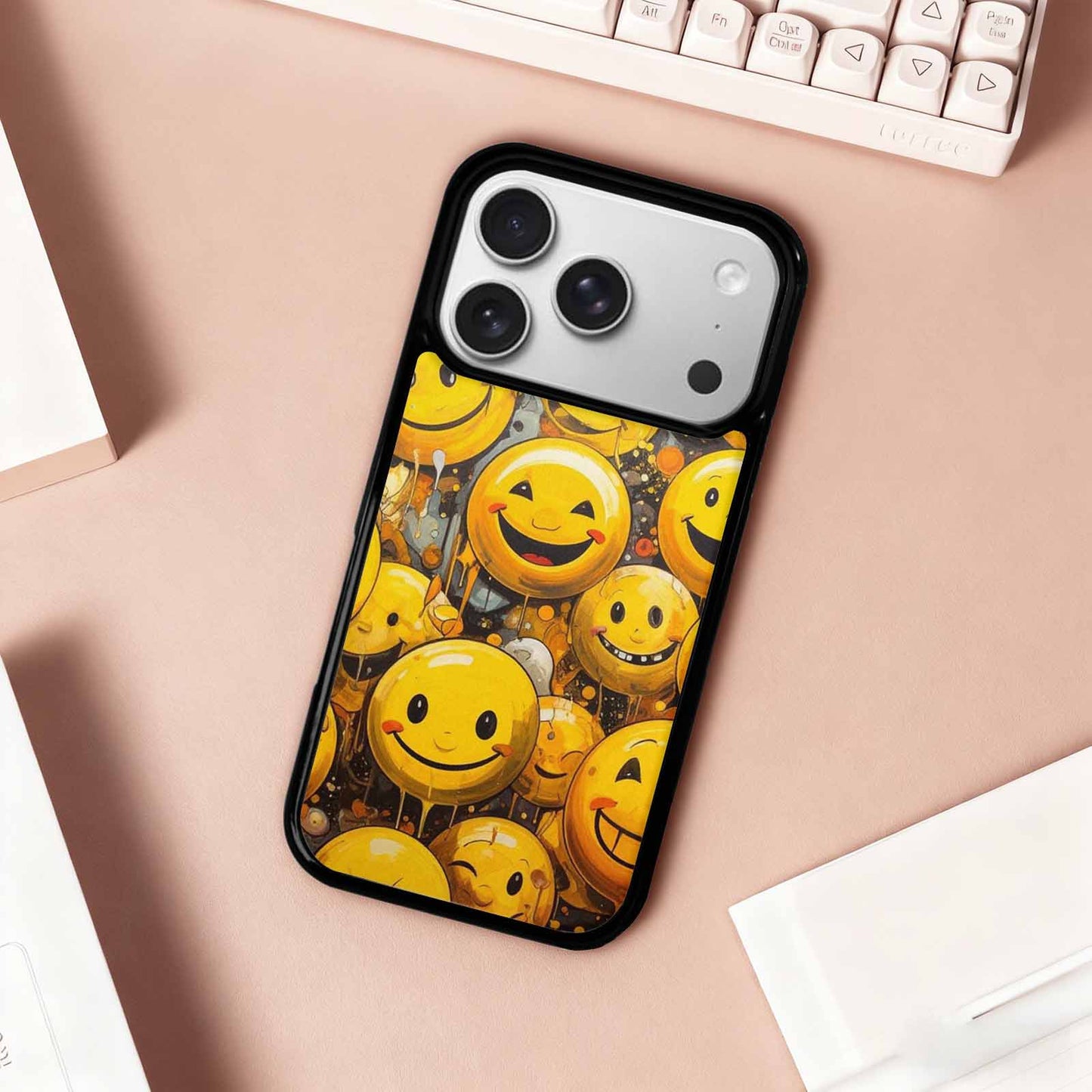 iPhone 17 Pro Case — Melting Moon Smiley Yellow Ver Original, Personalized Phone Case