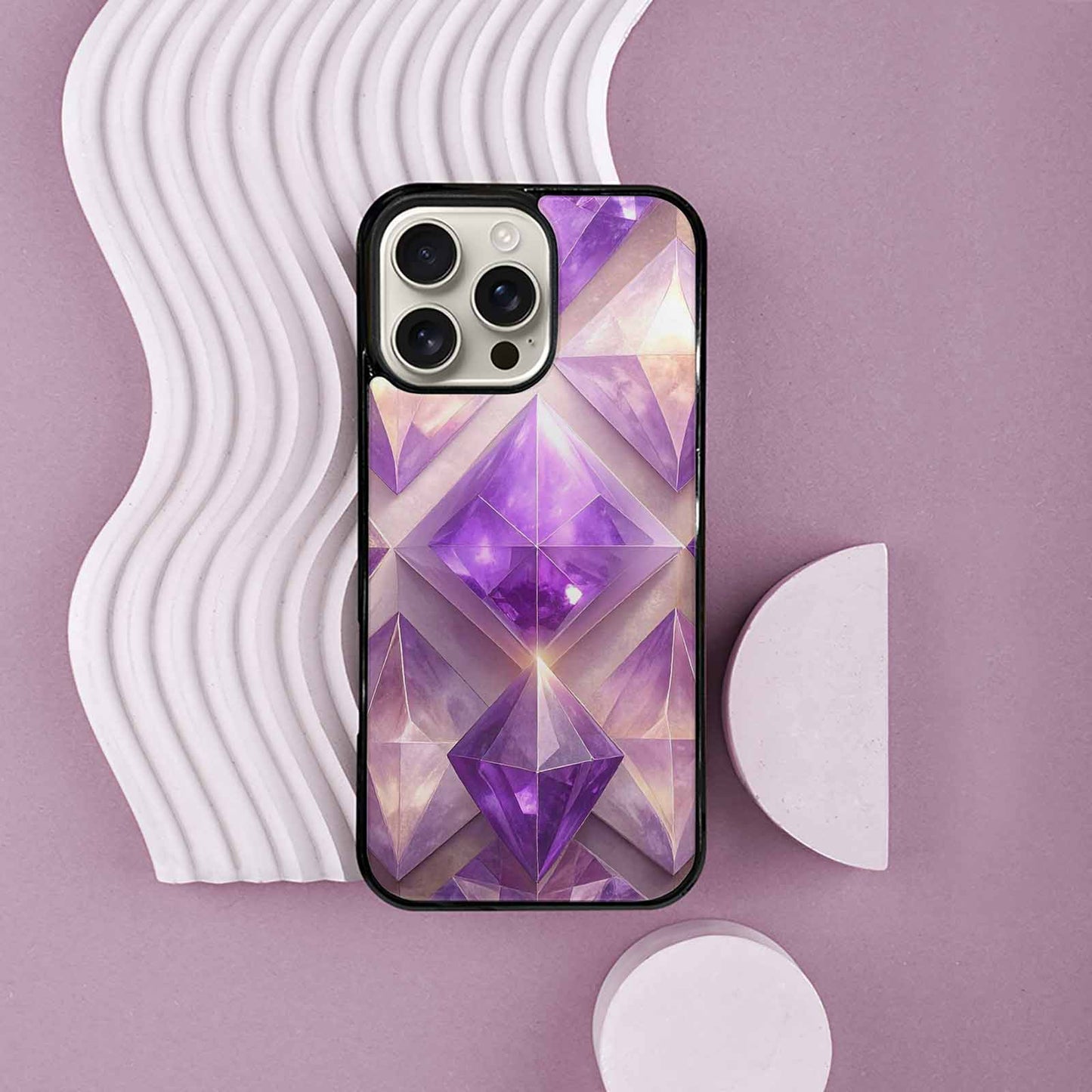 iPhone 16 Pro Max Case — Amethyst Crystal Art Pattern, Custom Designed Case Cover