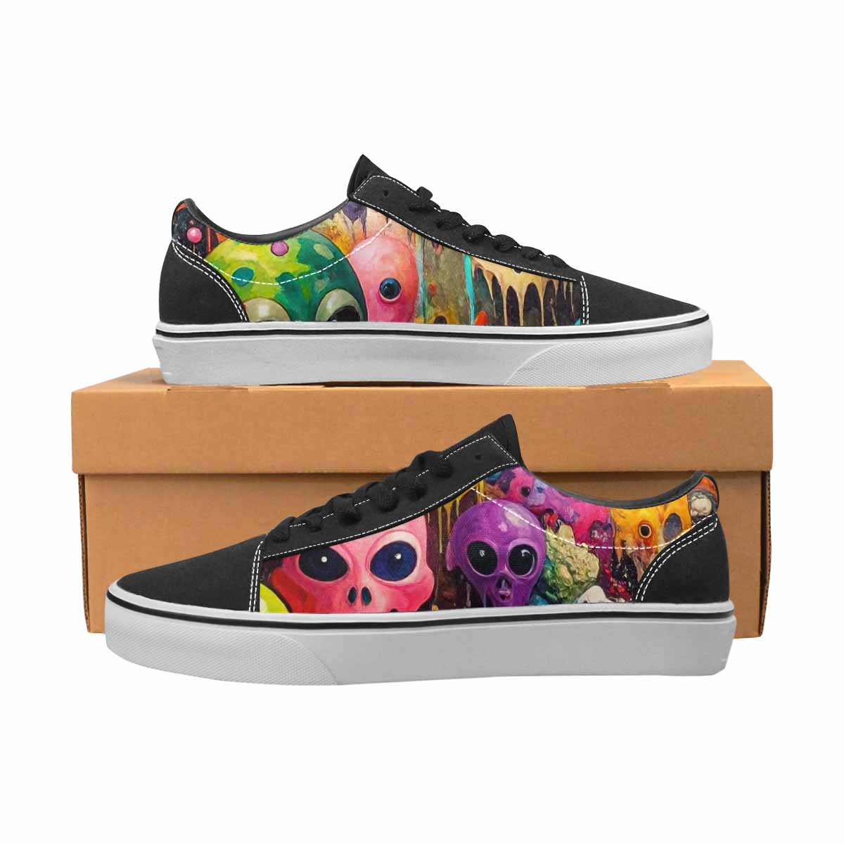 WOMEN'S Aliens Camo Melting Lace-Up Canvas Grunge Shoes