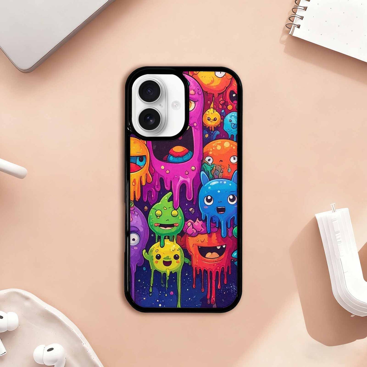iPhone 17 Case — Melting Cartoon Character Pattern Cartoon Cute, Custom Print Case Cover