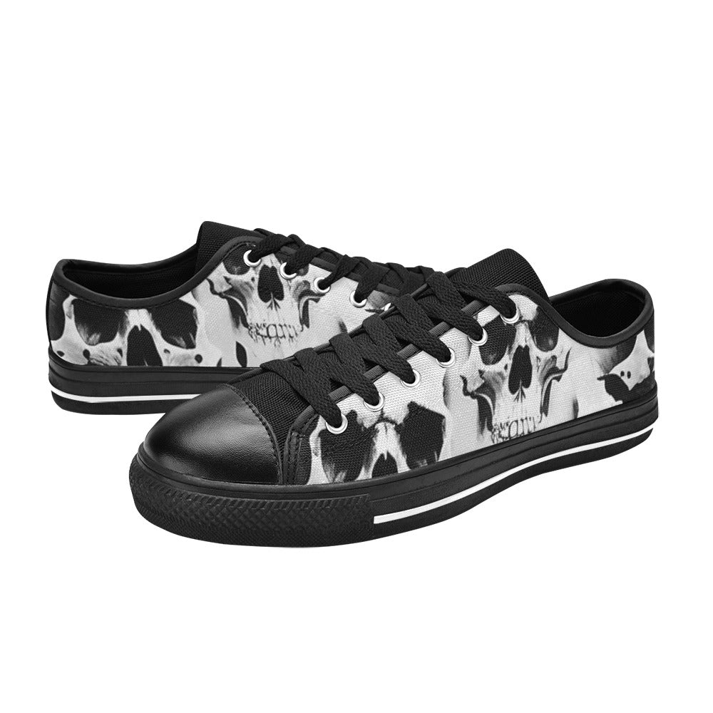 WOMEN'S Cc Grey Skull Art Canvas Y2K Shoes