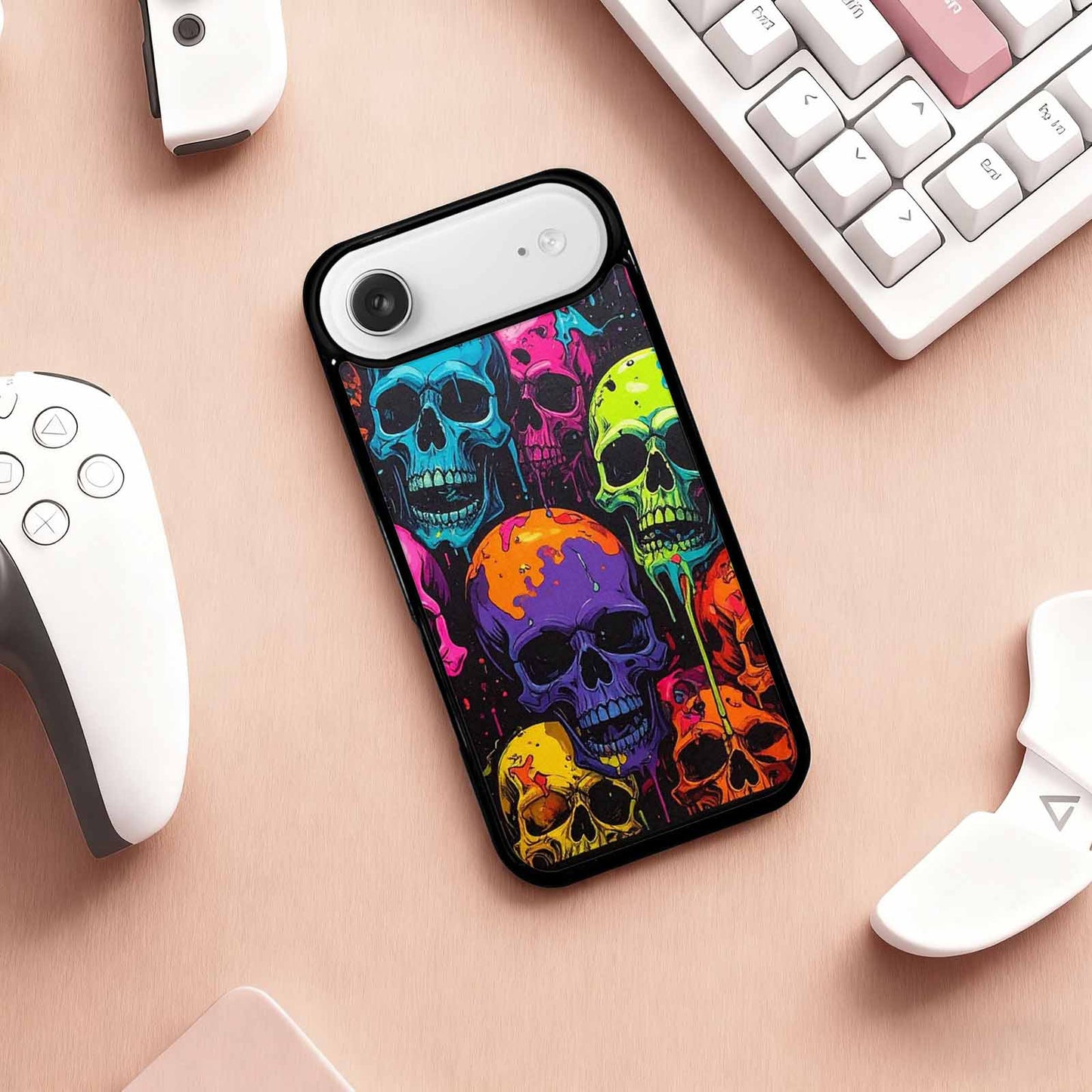 iPhone 17 Air Case — Vibrant Camo Of Skeletons Neon Camo, Custom Art Phone Cover