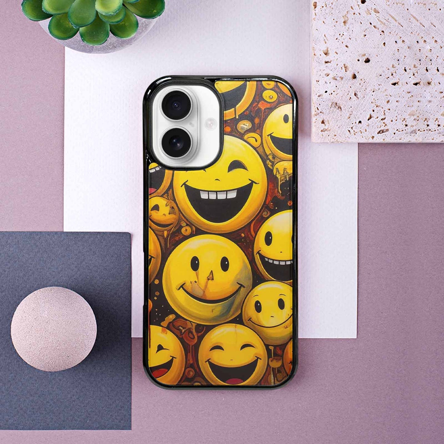 iPhone 16 Case — Melting Moon Smiley Red Splatt Ipd, Customized Protective Case