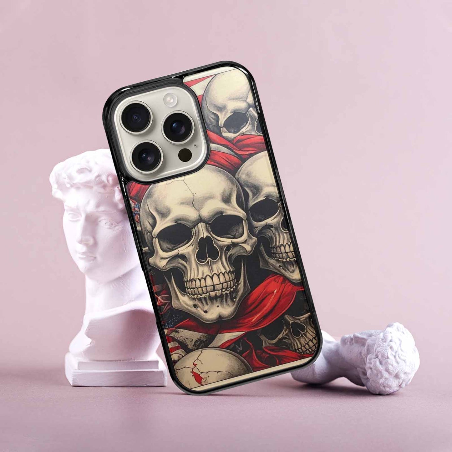 iPhone 16 Pro Case — Skull Dark Art Gothic Print, Custom Art Phone Cover