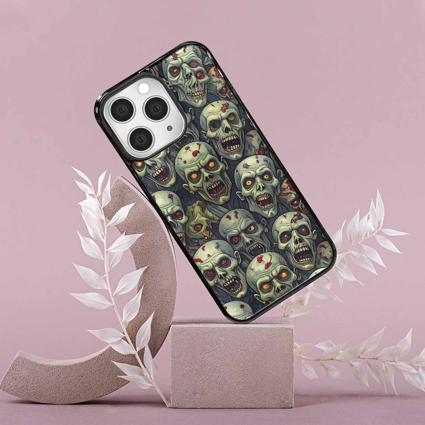 iPhone 15 Pro Max Case — Zombie Head Pattern Hundreds Of Small, Unique Phone Case Design