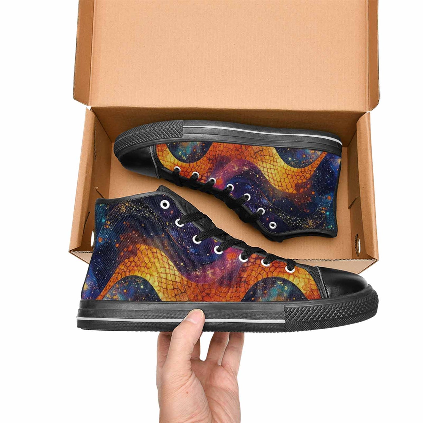 MEN'S Galaxy Snake Print High Top Canvas Surreal Sneakers