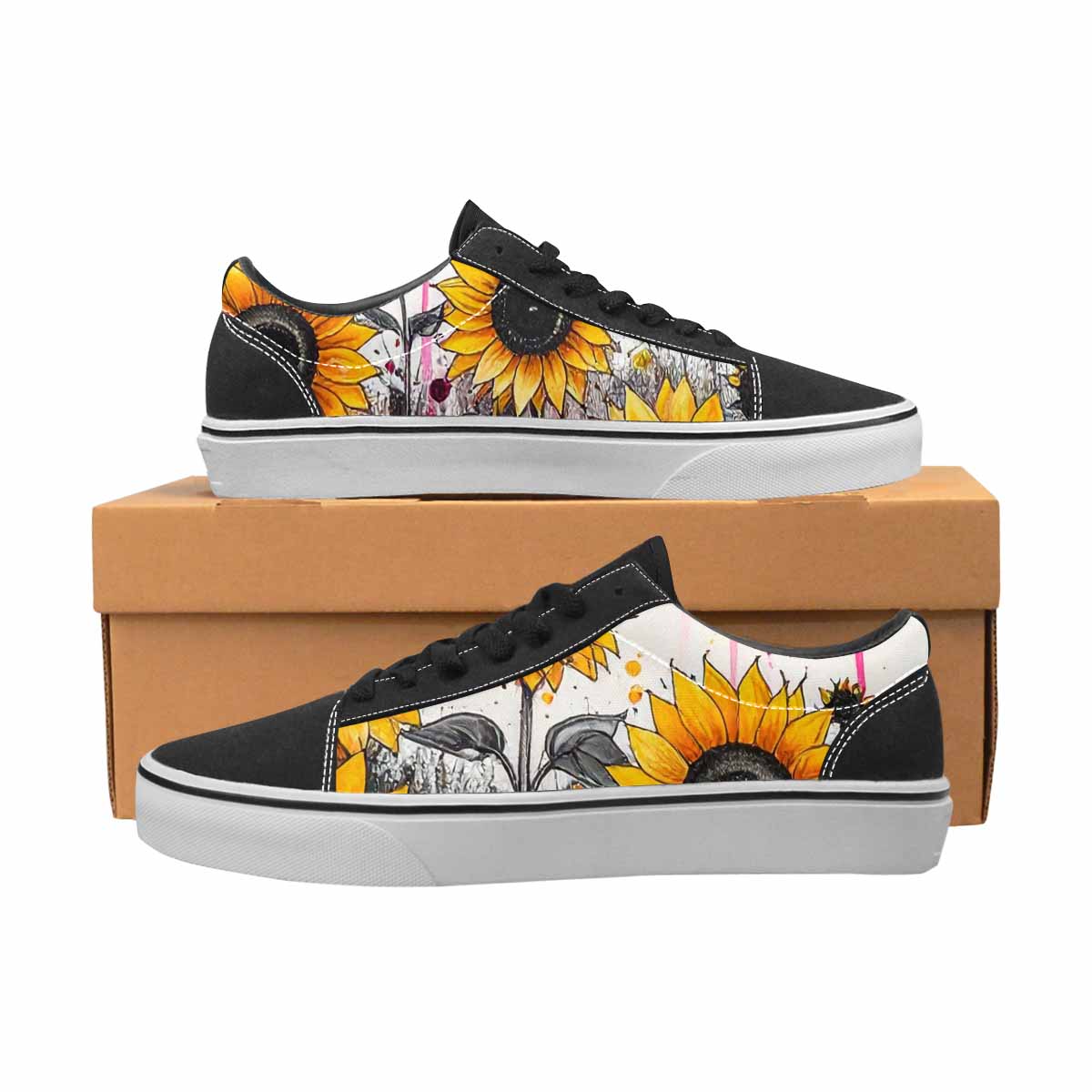 WOMEN'S Sunflower Burst Lace-Up Canvas Vibrant Chaos Sneakers