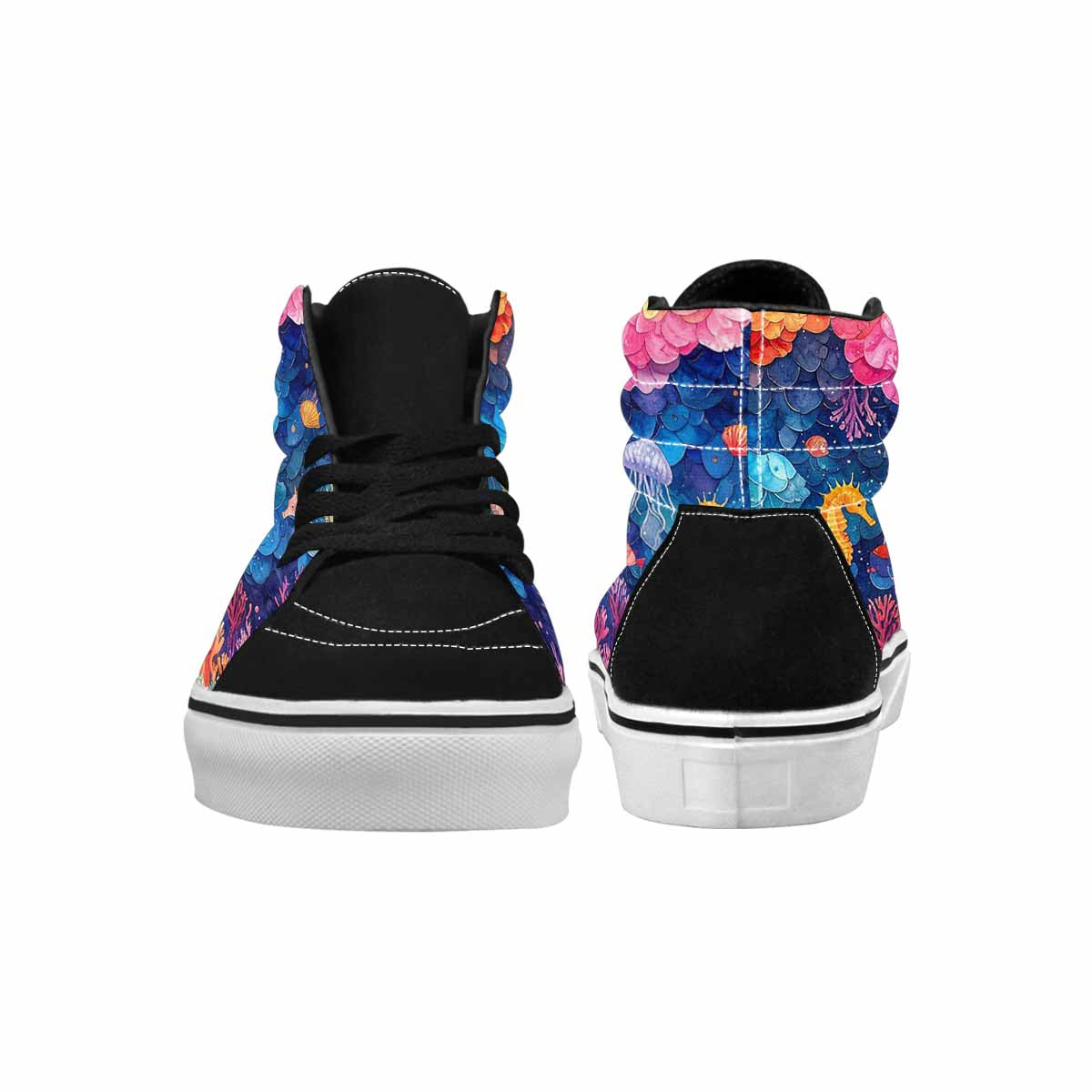WOMEN'S Fish Scale Coral High Top Canvas Grunge Custom Shoes