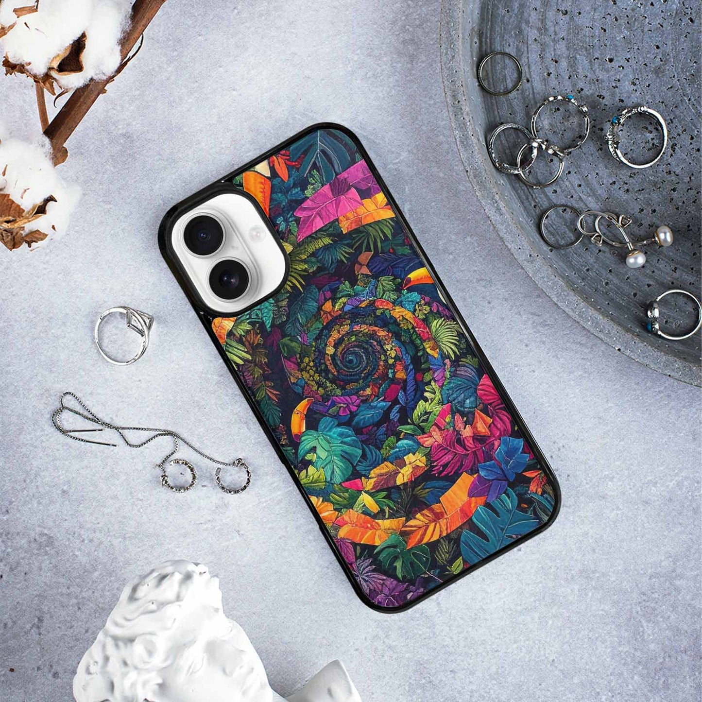 iPhone 16 Plus Case — Toucan Jungle Toucan Jungle Pattern Hundreds, Custom Designed Case Cover