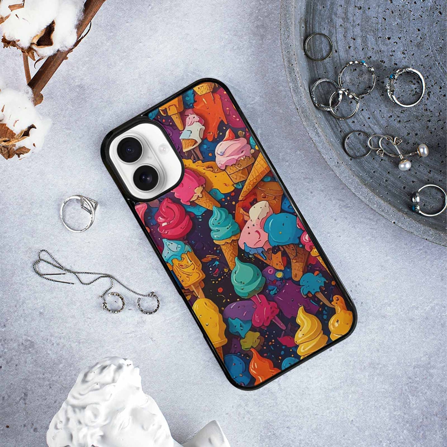 iPhone 16 Plus Case — Ice Cream Motif Ice Cream Motifs, Original Design Phone Case