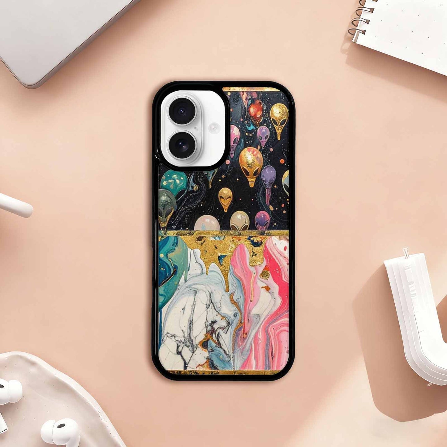 iPhone 17 Case — Aliens Marblealiens Pattern Alien Scifi, Personalized Phone Case