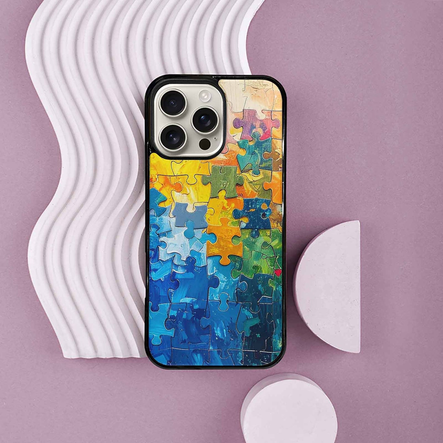 iPhone 16 Pro Max Case — Autism Puzzle Pieces Puzzle Piece Pattern, Customized Protective Case